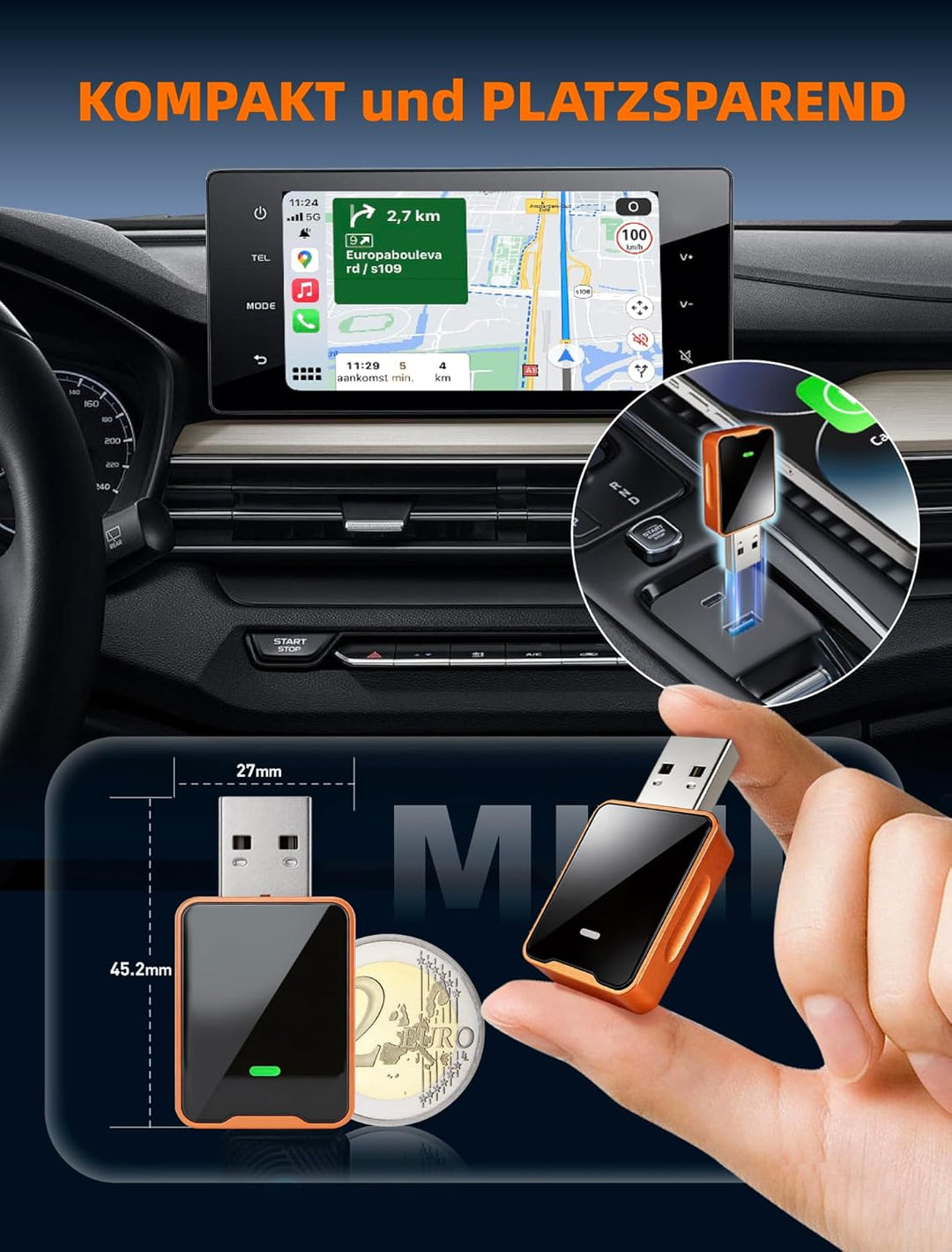 2 in 1 Wireless CarPlay für Apple & Android Auto Adapter, WLAN 6GHZ, Automatische Wiederverbindung,