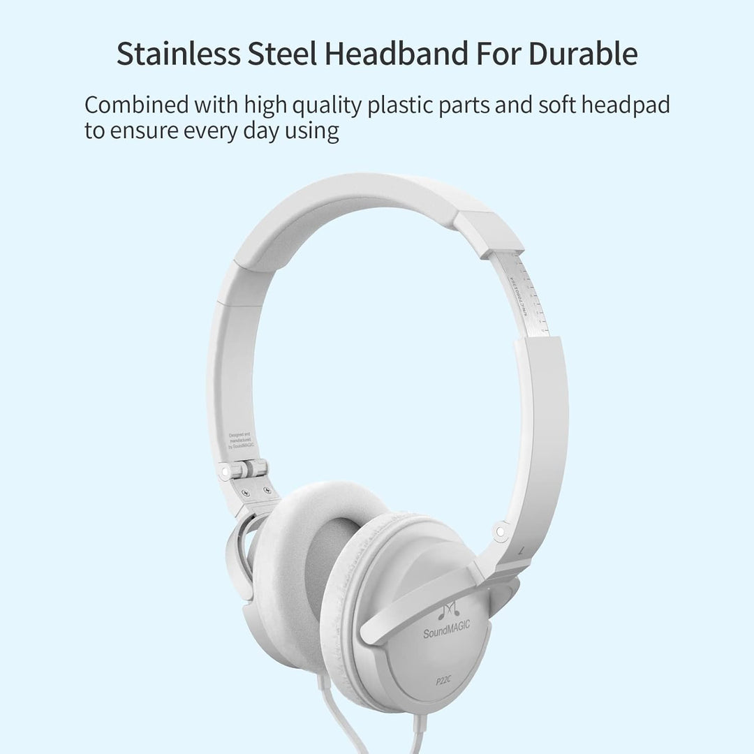SoundMAGIC P22C On-Ear Headphones Portable Hi Fidelity Stereo Wired Lightweight Foldable Headphones