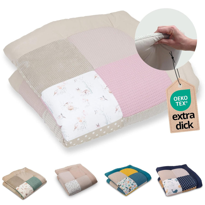 ULLENBOOM Krabbeldecke für Baby 100x100 cm, 100% OEKO-TEX Materialien, Made in EU, Dick & weich gepo
