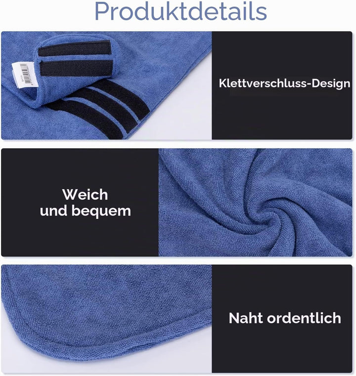 Nobleza Hundebademantel Mikrofaser mit Klettverschluss,Super saugfähig und schnell trocknend,Bademan
