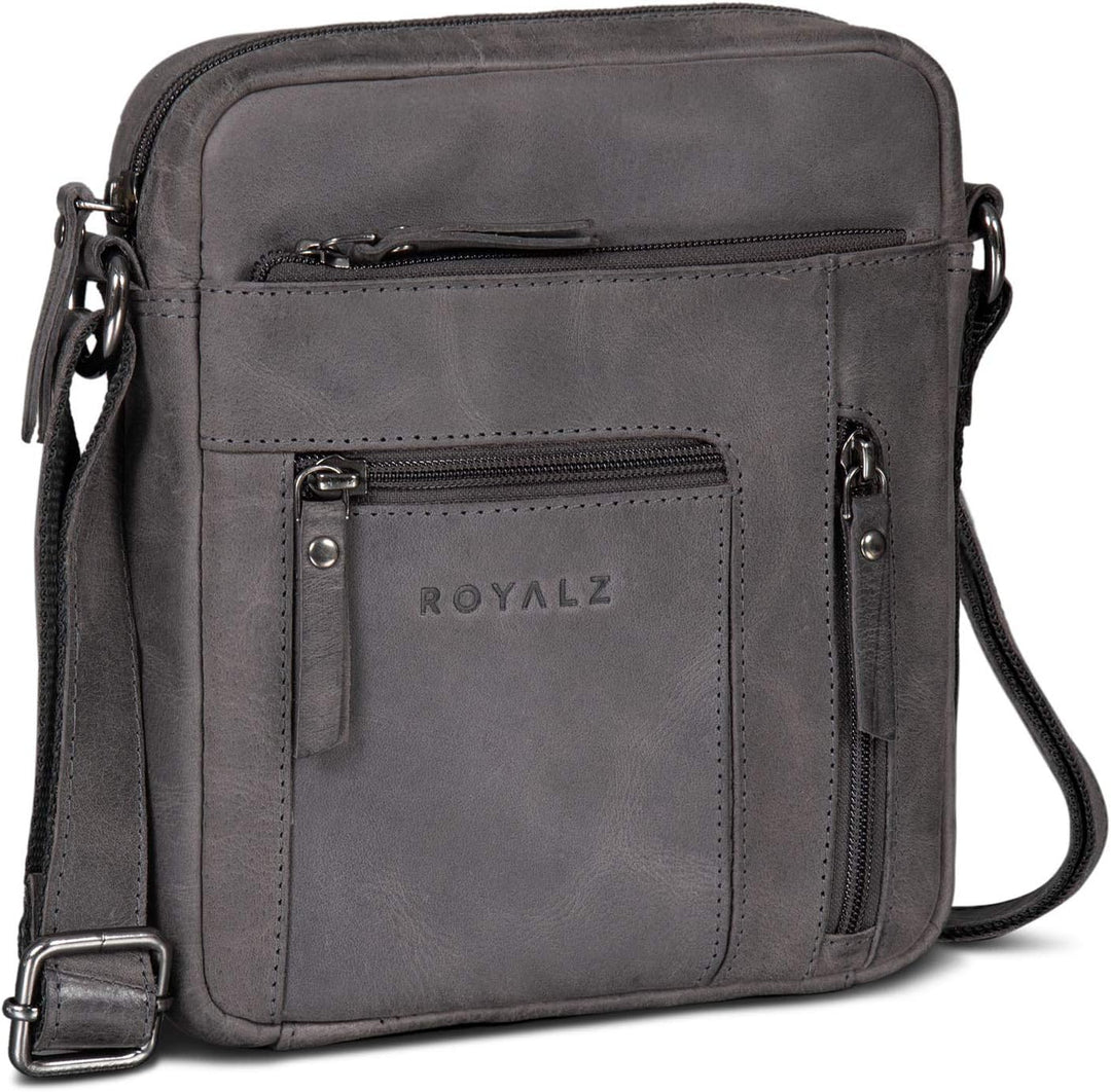 ROYALZ 'Dallas' Kleine Umhängetasche Herren Leder Vintage Look Echtleder Männer Ledertasche Mini Sch