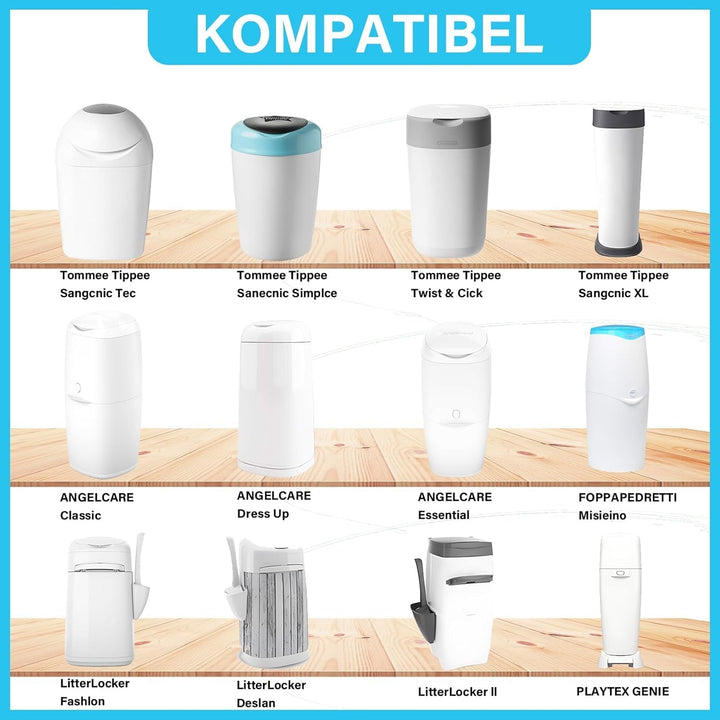 10 Stück Windeleimer Nachfüllkassetten,Nachfüllfolie Windeleimer kompatibel mit tommee tippee, 10 St