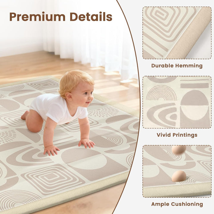Teppich Krabbelmatte Baby 127x127x3cm, Spielmatte Krabbeldecke Turnmatte Spielteppich für Baby Kinde