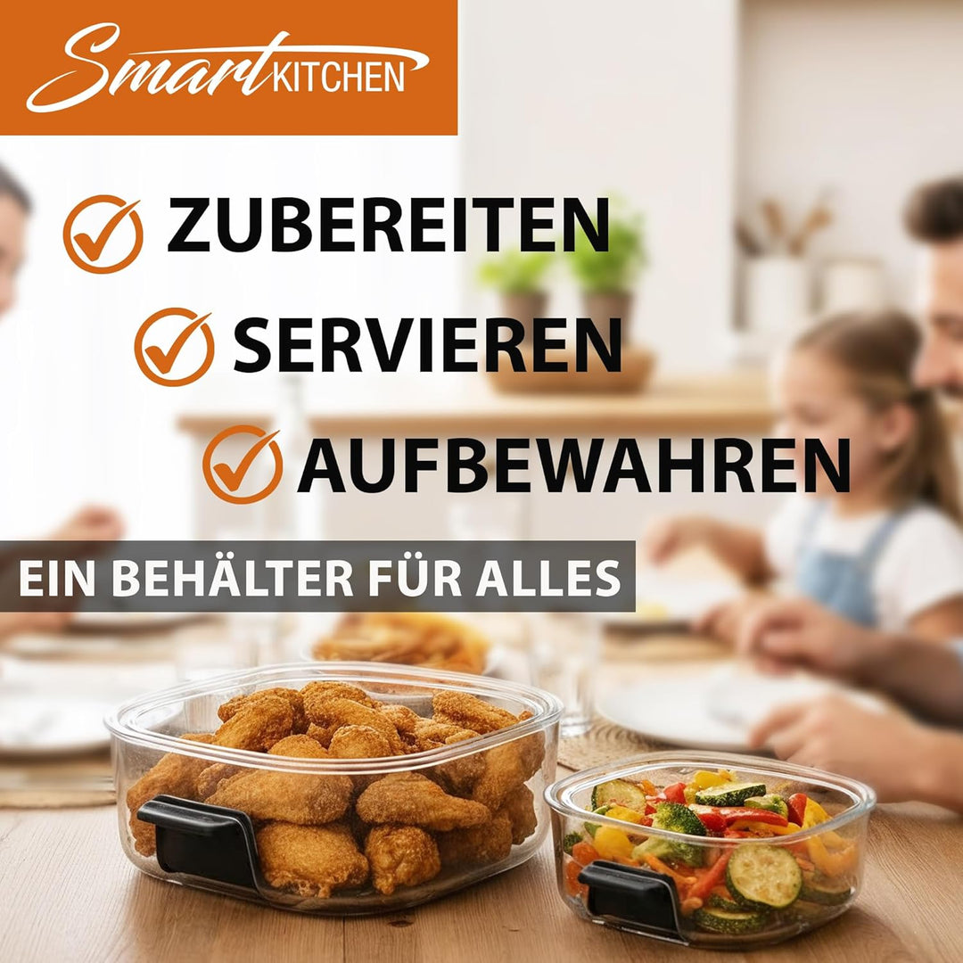 Smart Kitchen Glas-Heissluftfritteuse 4-in-1 – Air Fryer für Backen, Recrisp & Max Crisp – 4 L + 1,5