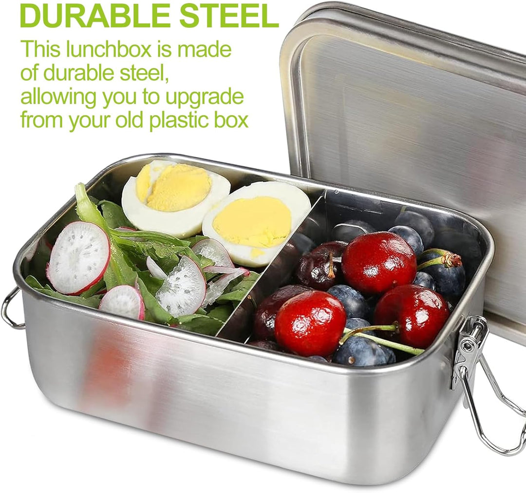 Brotdose Edelstahl - 2400ml Lunchbox Edelstahl - Brotdose Metall für Erwachsene - Brotbox Edelstahl