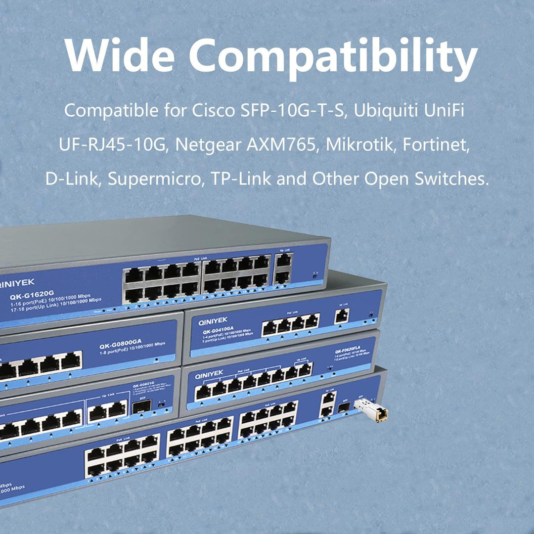 QINIYEK (2 Stück) 10GBase-T SFP+ Module, 10G SFP+ RJ45 Kupfer-Transceiver, kompatibel für Cisco SFP-