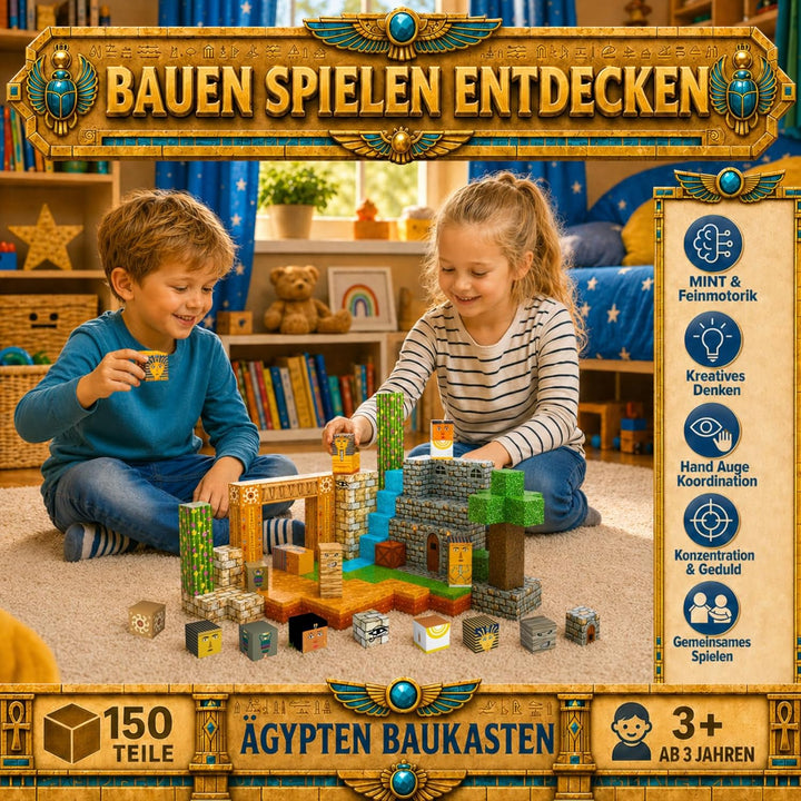 Spiele Kontor Magnetische Bausteine Ägypten - 150 Stück Magnetbausteine | Kinderspielzeug für Jungen