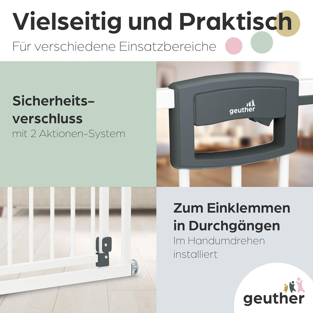 Geuther Türschutzgitter Easylock Plus | Treppenschutzgitter ohne Bohren Breite 160,5-168,5 cm | Türg