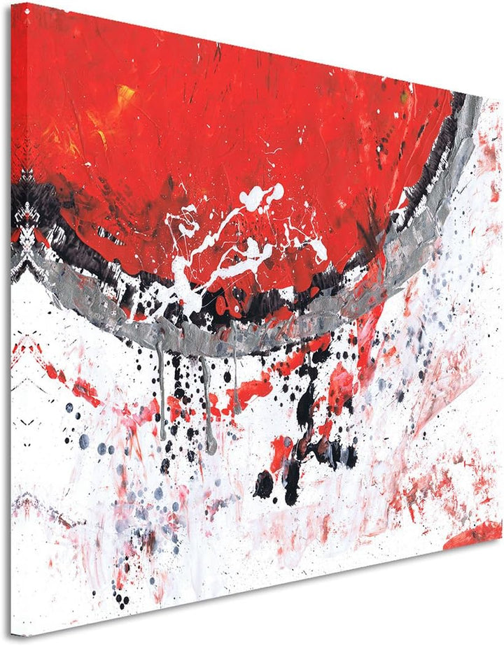Paul Sinus Art 80x60cm Fotoleinwand Leinwanddruck Kunstdruck Wandbild rot grau weiss schwarz Halbkre