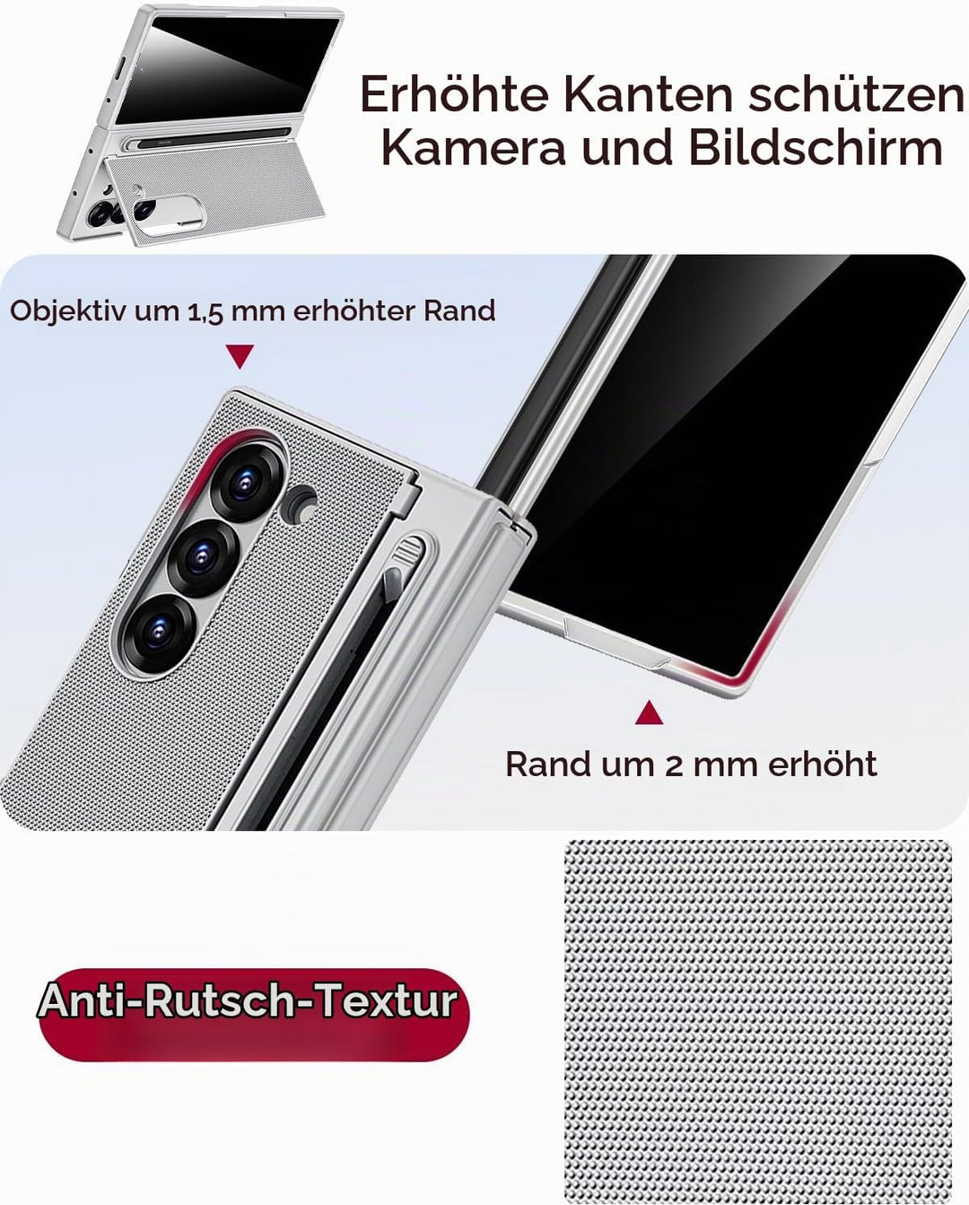 Miimall Kompatibel mit Samsung Galaxy Z Fold 6 Hülle mit S-Pen Holder, [Anti-SPY Displayschutz] Ultr