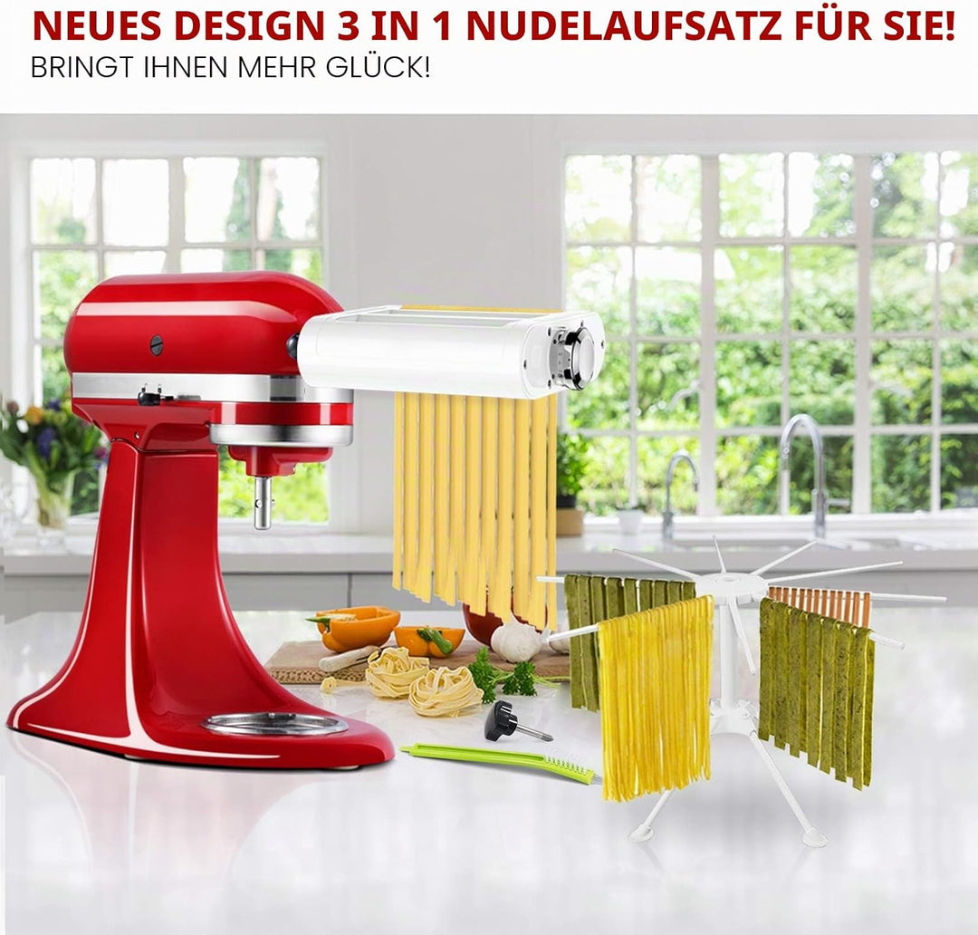 Antree 3-in-1 Roller- und Schneide-Aufsatz-Set für KitchenAid Standmixer, inklusive Nudelblech-Rolle