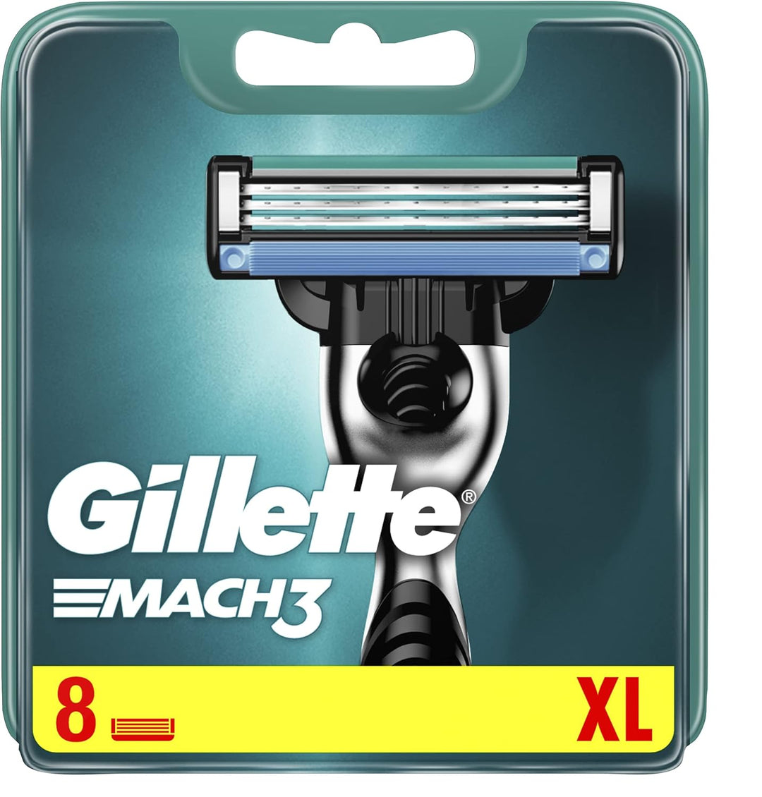 Gillette Mach3 Rasierklingen Herren, Packung mit 8 Nachfüllpackungen für Rasierklingen, XL, Verpacku