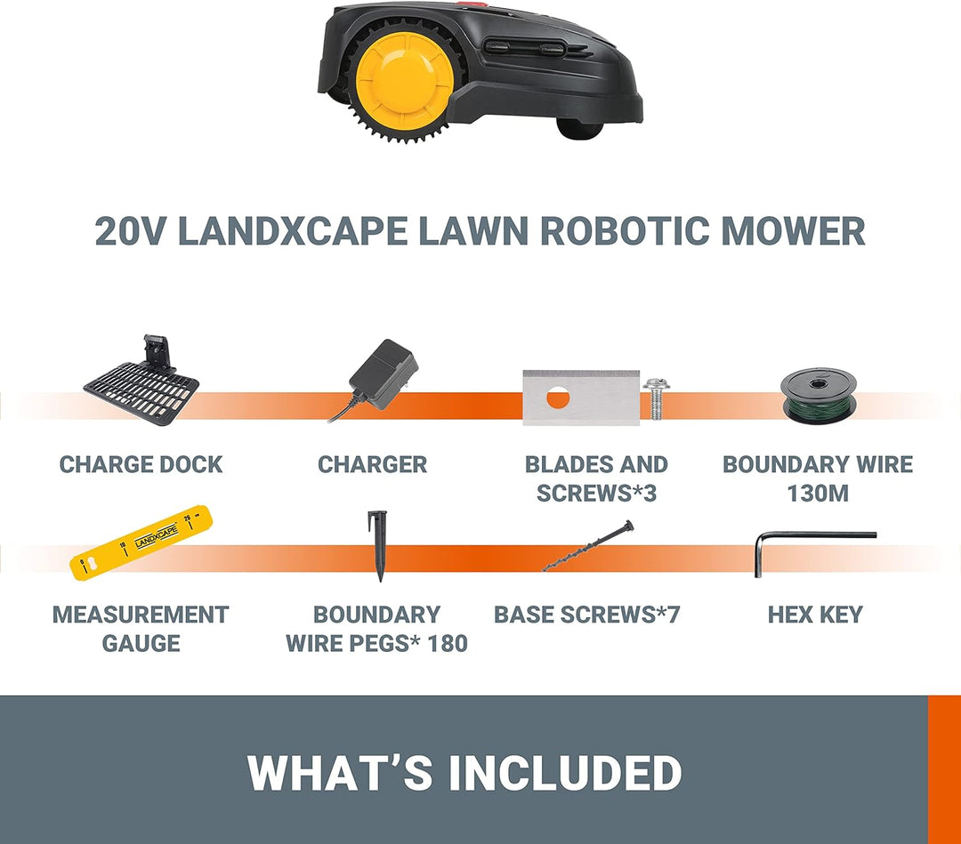 LANDXCAPE 18V(20V MAX) 400m² Rasenmäherroboter LX796, Mulchsystem, Sicherheitssensor, Ultraleise LX7