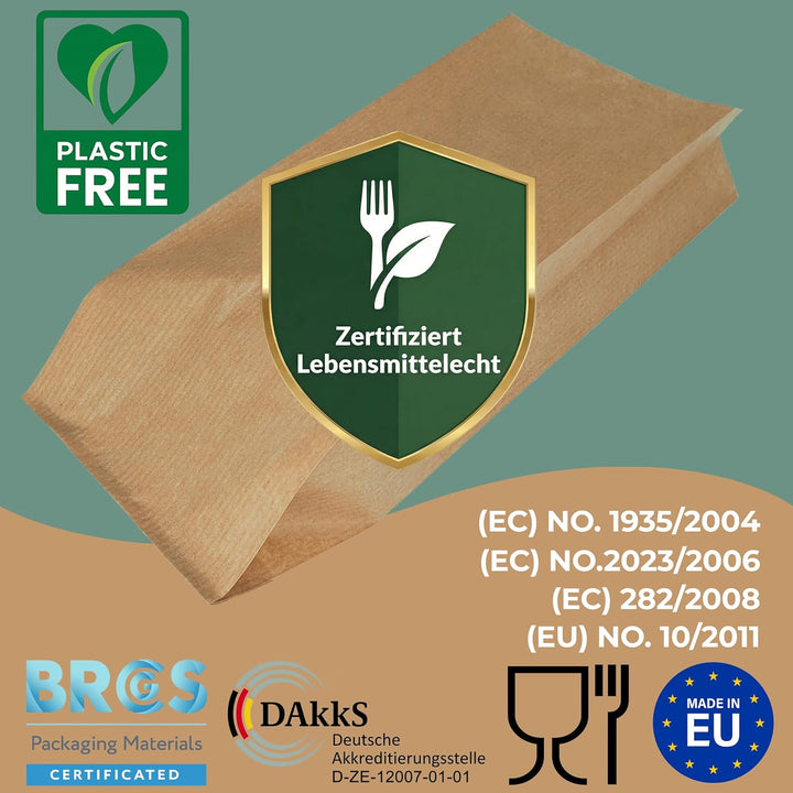 Loxato 1000 Brottüten Papier - Bäckertüten - Butterbrottüten Braun - Brotbeutel - Kraftpapier Tüten