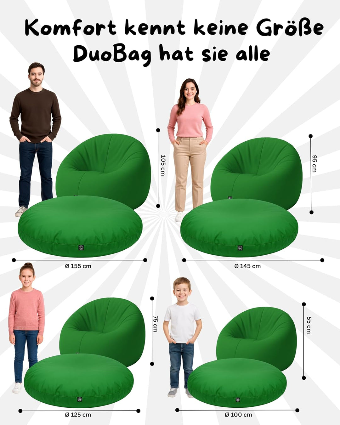 PATCH HOME Sitzsack 2 in 1 Sitzkissen Bodenkissen für Erwachsene &amp; Kinder - Gaming mit Füllung Kisse