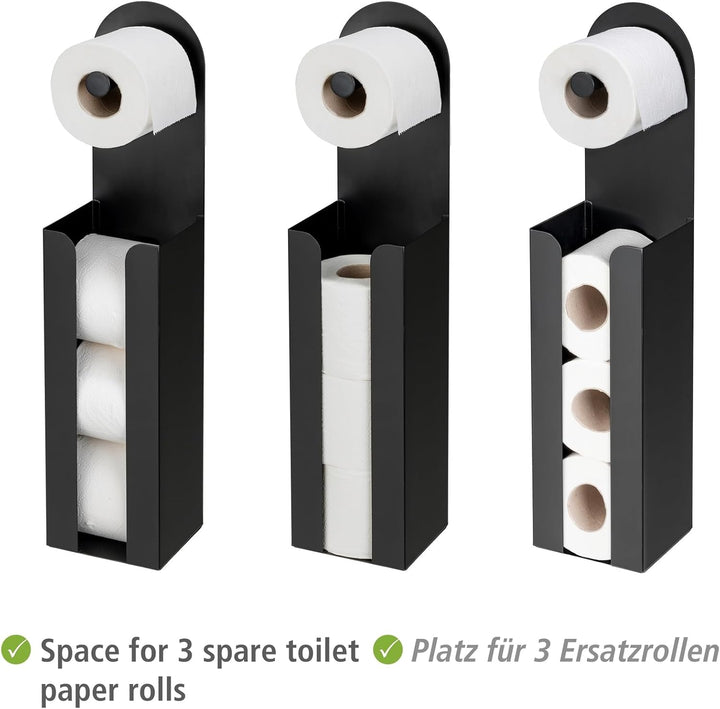 WENKO 2-in-1 Toilettenpapierhalter Mod. Agira, freistehend oder zum Kleben, Platz für 3 Ersatzrollen