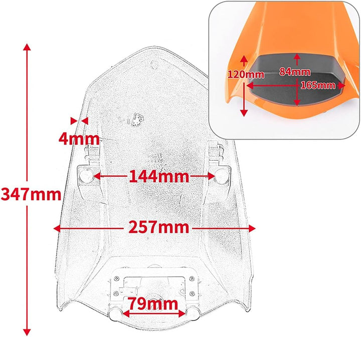 Soziusabdeckung/Höckerabdeckung Kompatibel für KTM 1290 Super Duke R 14-19 schwarz