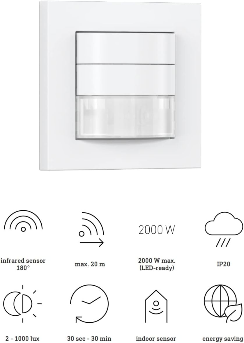 Steinel Sensorschalter IR 180 COM1 weiss, Unterputz-Einbau, LED Bewegungsmelder, 180°|20 m Erfassung