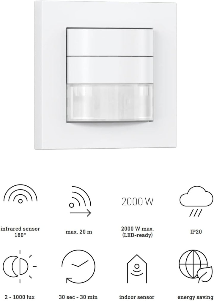 Steinel Sensorschalter IR 180 COM1 weiss, Unterputz-Einbau, LED Bewegungsmelder, 180°|20 m Erfassung