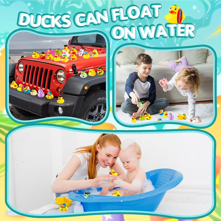 24 Stück Badeente Kinder Gummi Enten Lustige Badeenten Bunt Quietscheente Kleine Badespielzeug für K