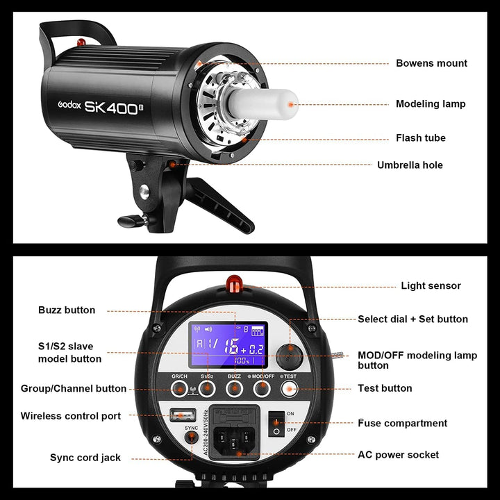 Godox SK400II Studioblitz mit integriertem Godox 2.4G Wireless X System, SK400II