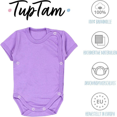 TupTam Baby Mädchen Kurzarm Wickelbody Baumwolle 5er Set 56 Lila Rosa Puderrosa Altrosa Mintgrün, 56