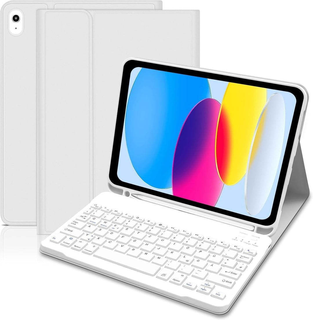 Hofsos Hülle mit Tastatur für IPad 11/10 Generation (2025/2022, 11/10.9 Zoll) - QWERTZ Layout Keyboa