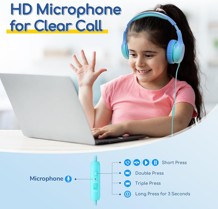 EarFun Kinder Kopfhörer, Kopfhörer Kinder USB C, 85/94dB Lautstärkenbegrenzer, HiFi Klang, faltbar,