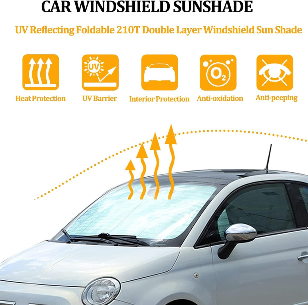 YANER Auto Windschutzscheibe Sonnenschutz UV Ray Reflektor für Fiat 500 2010-2022 Frontscheibe Sonne