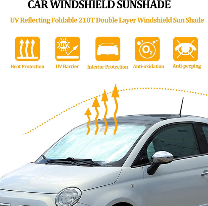 YANER Auto Windschutzscheibe Sonnenschutz UV Ray Reflektor für Fiat 500 2010-2022 Frontscheibe Sonne