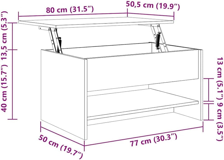 vidaXL Couchtisch Höhenverstellbar Kaffeetisch Beistelltisch Wohnzimmertisch Sofatisch mit Stauraum