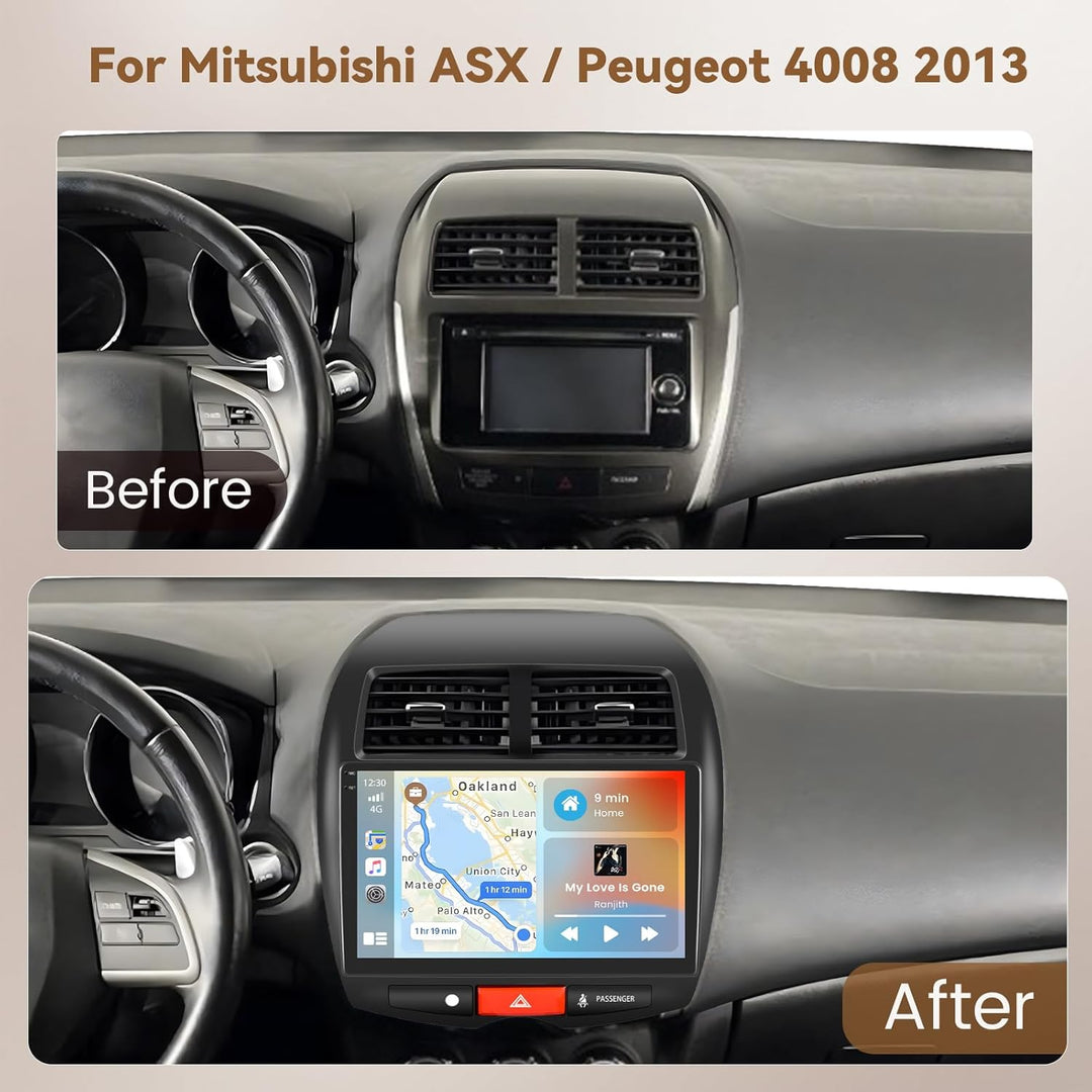 Hikity Android 15 4+128G Autoradio für Mitsubishi ASX 2010-2016/Peugeot 4008 2012/Citroen C4 2007-20