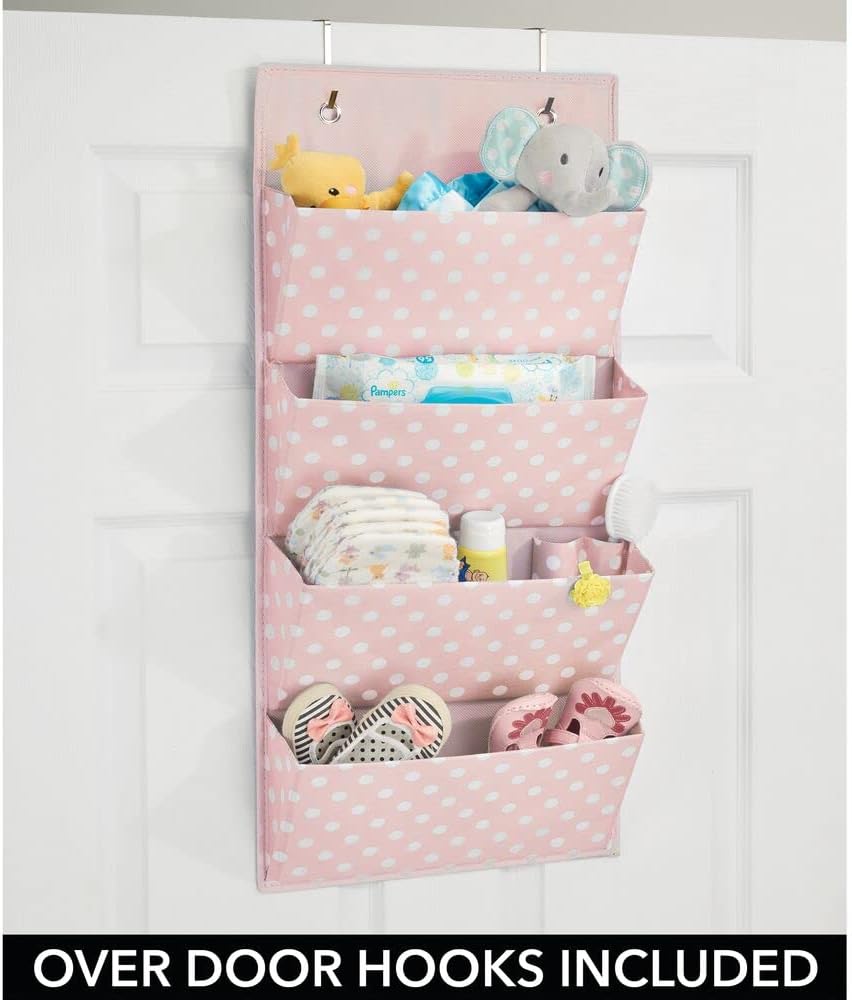 mDesign Hängeaufbewahrung mit Vier Taschen – Kinderzimmer Aufbewahrung für Kinderschuhe, Accessoires