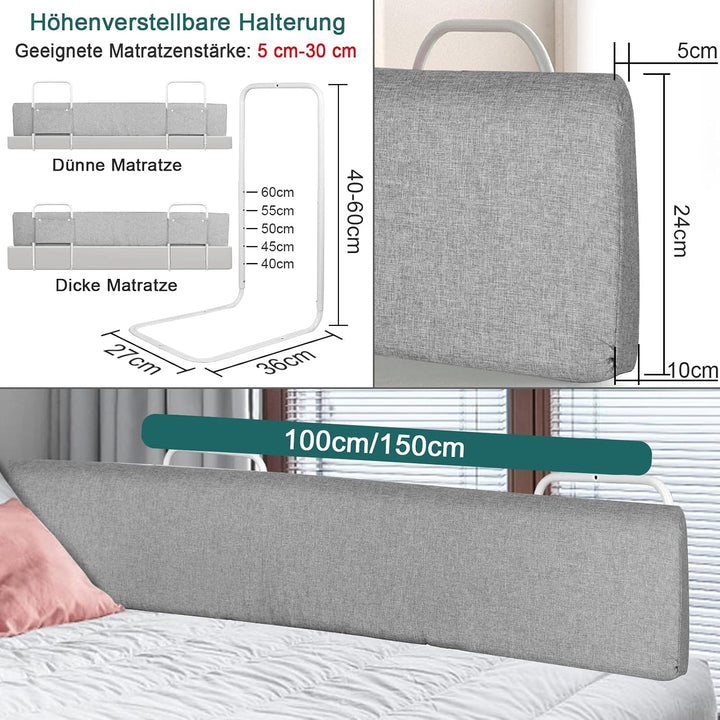YRHome 100cm Bettgitter Bettschutzgitter Rausfallschutz für Kinder Höhenverstellbar DIY Verformbar B