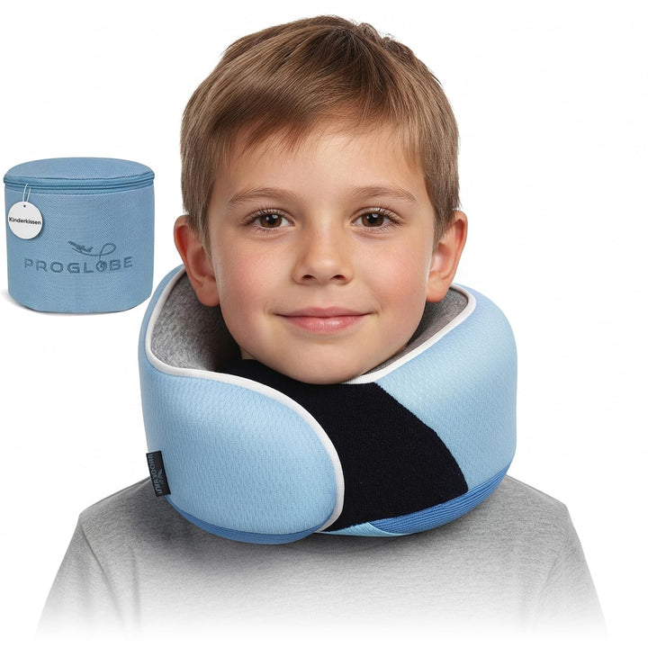 Proglobe Junior Nackenkissen für Kinder - Ergonomisches Reisekissen aus Memory-Schaum für Auto, Flug