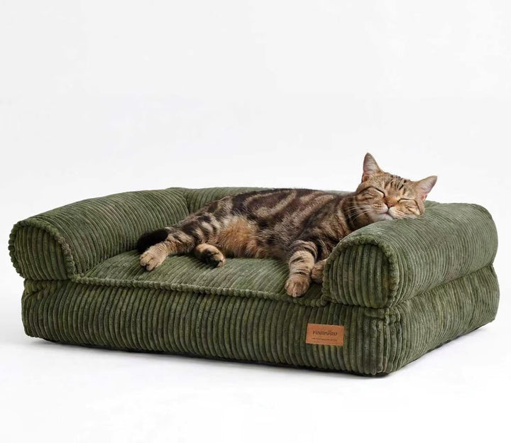 FUKUMARU Katzensofa Bett, Corduroy Gemütliches Katzenbett für drinnen mit abnehmbarem waschbarem Bez