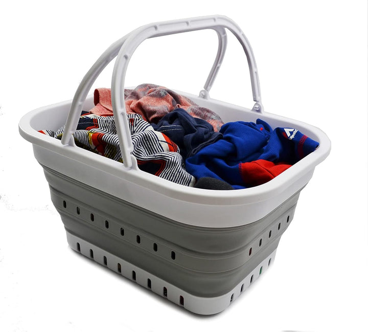 SAMMART 9.2L & 19L Faltbare Wanne mit Griff - Tragbarer Picknickkorb/Krater für den Aussenbereich -