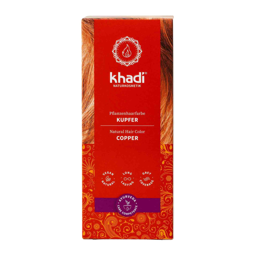 khadi KUPFER Pflanzenhaarfarbe, Haarfarbe Kupfergold bis Kupferrot, Naturhaarfarbe 100% pflanzlich,