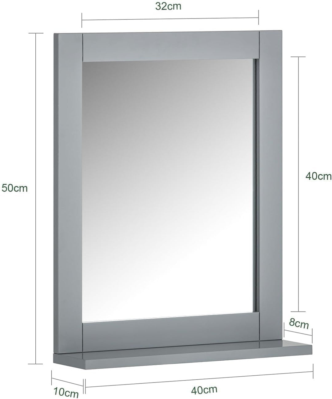 SoBuy FRG129-SG Spiegel Wandspiegel Badspiegel mit Ablage dunkelgrau BHT: 40x50x10cm, Dunkelgrau