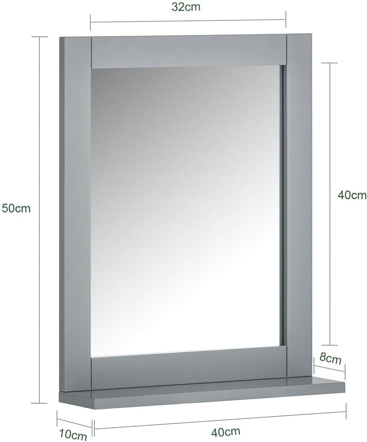 SoBuy FRG129-SG Spiegel Wandspiegel Badspiegel mit Ablage dunkelgrau BHT: 40x50x10cm, Dunkelgrau