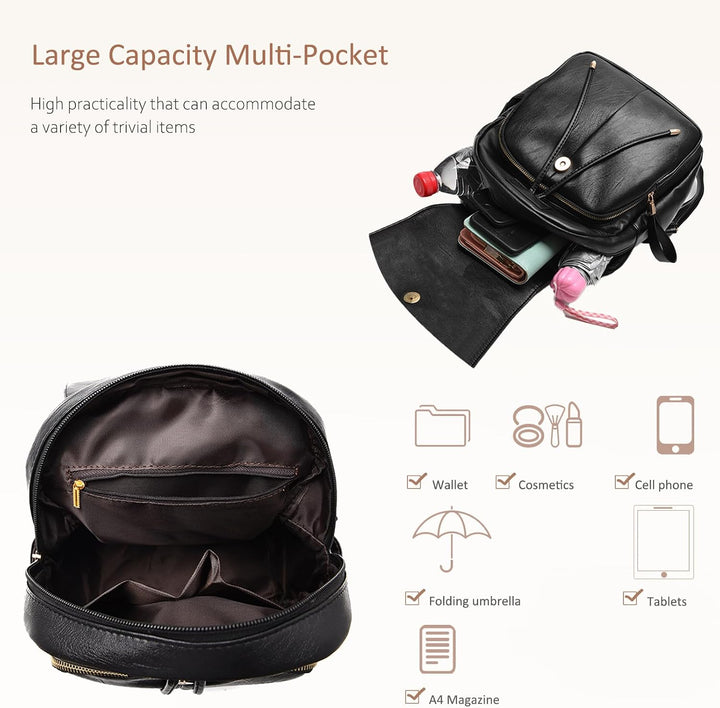 NICOLE&DORIS Mode Frauen Rucksack Mini Rucksack Leder Damen Rucksack Umhängetasche Geldbörsen Mädche