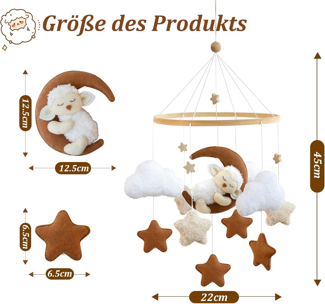 Mobile Baby Windspiele, Schlafen auf dem Mond Lämmchen, Mobile Wickeltisch Baby Mobile Babybett, Kin