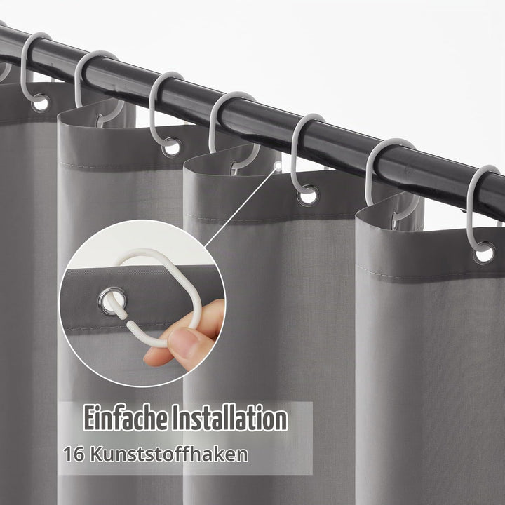 MIULEE Duschvorhang 240x200cm Grau Wasserdicht Badvorhang Anti-schimmel und Textil Waschbar Schnellt