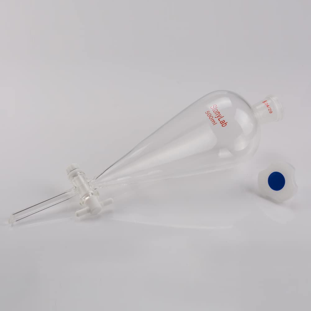 stonylab Scheidetrichter Glas, Borosilikatglas 500 ml Scheidetrichter Heavy Wall Conical Separatory