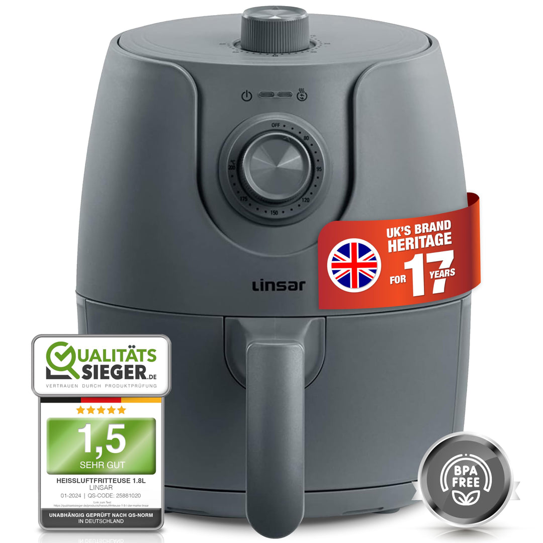Mini Heissluftfritteuse - 1,8L - Airfryer mit Timer und Warmhaltefunktion - Temperatur wählbar - Ene