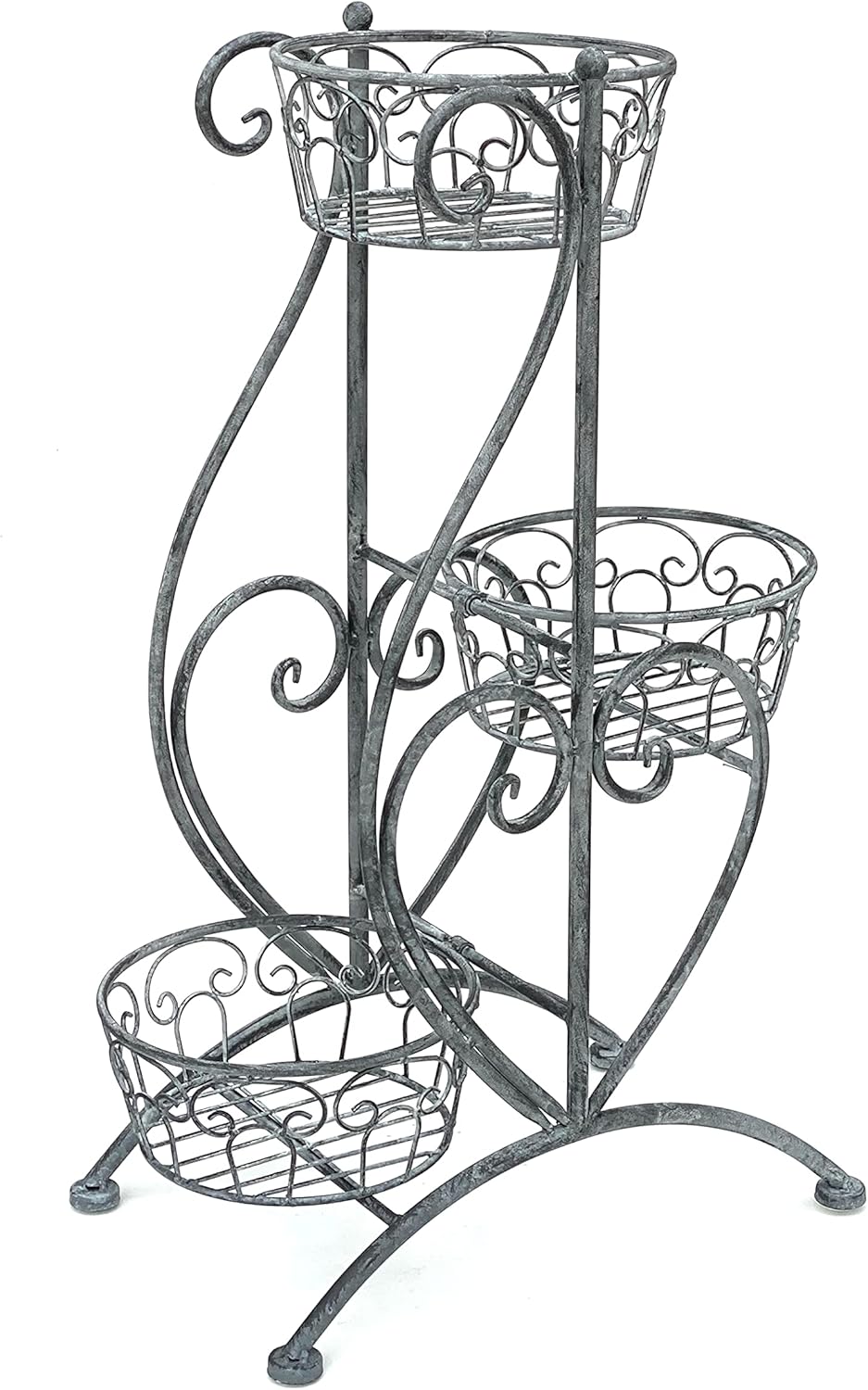 DanDiBo Blumentreppe Metall Grau 75 cm Blumenständer mit 3 Ablagen 96011 Blumensäule Pflanzenständer