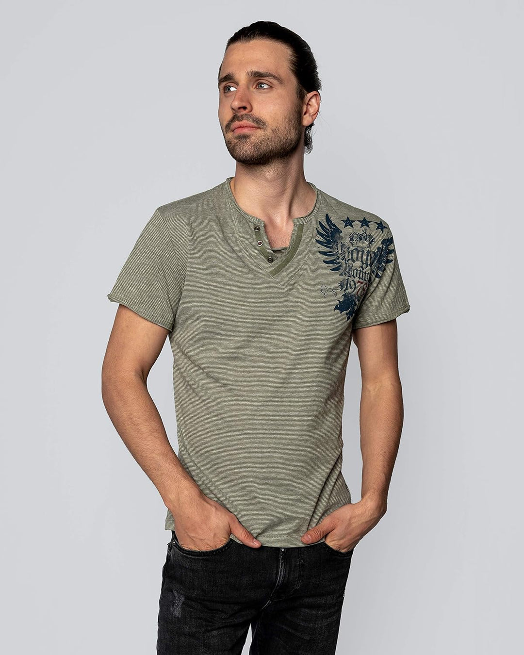 KEYLARGO Herren T-Shirt mit grossem Rückenprint Green, S