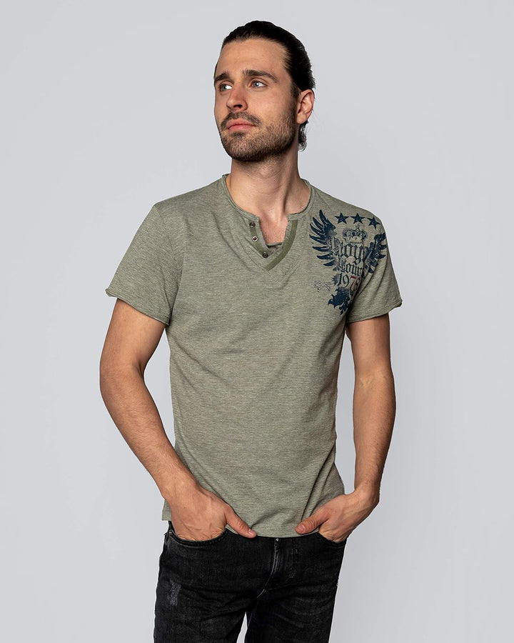 KEYLARGO Herren T-Shirt mit grossem Rückenprint Green, S