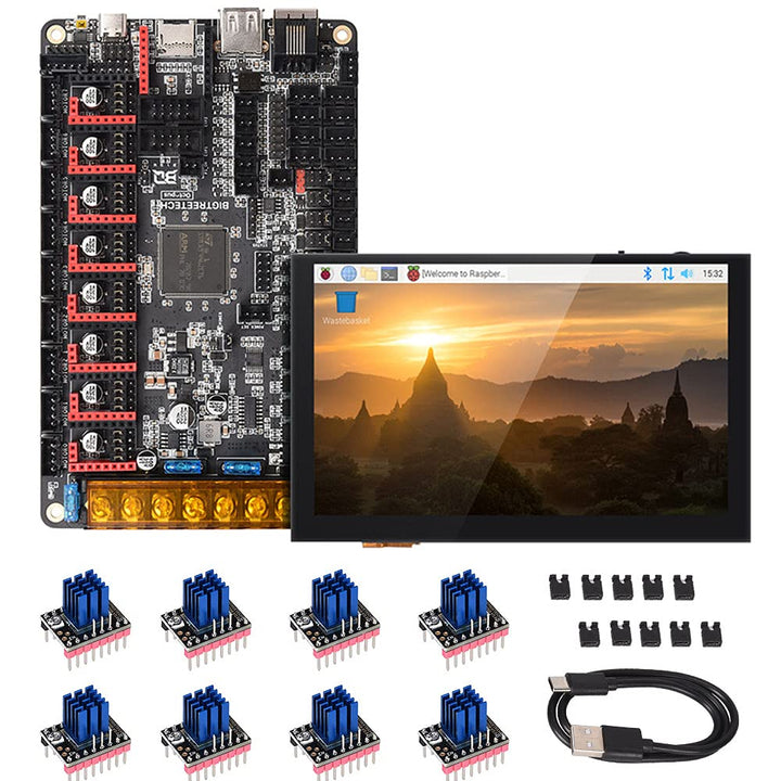 BIGTREETECH Octopus V1.1 Steuerplatine + PI TFT50 Touchscreen + 8 TMC2209 Treiber für 3D Drucker Upg
