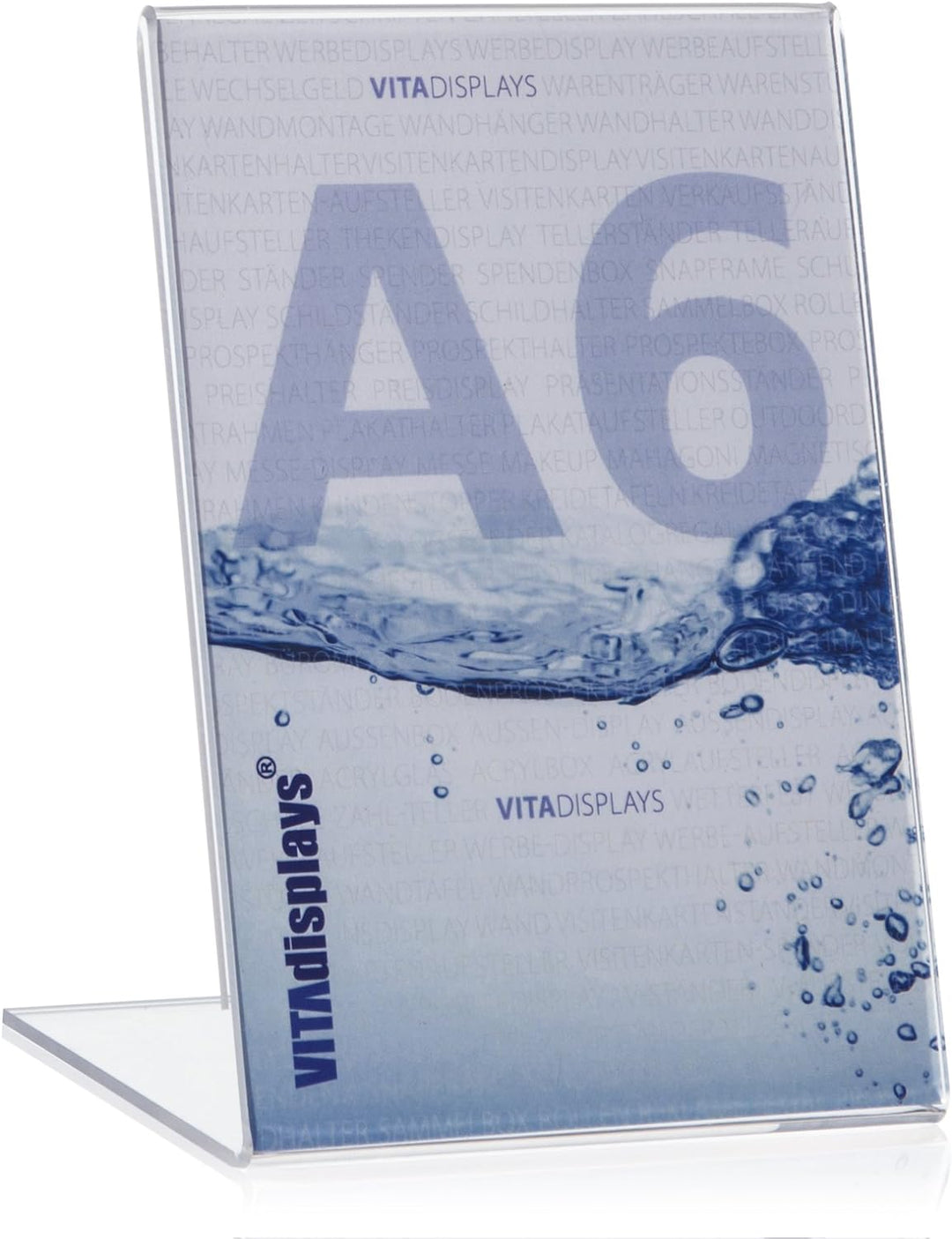 10 Stück VITAdisplays DIN A6 Werbeaufsteller, L-Ständer, L-Aufsteller im Hochformat, Tischaufsteller